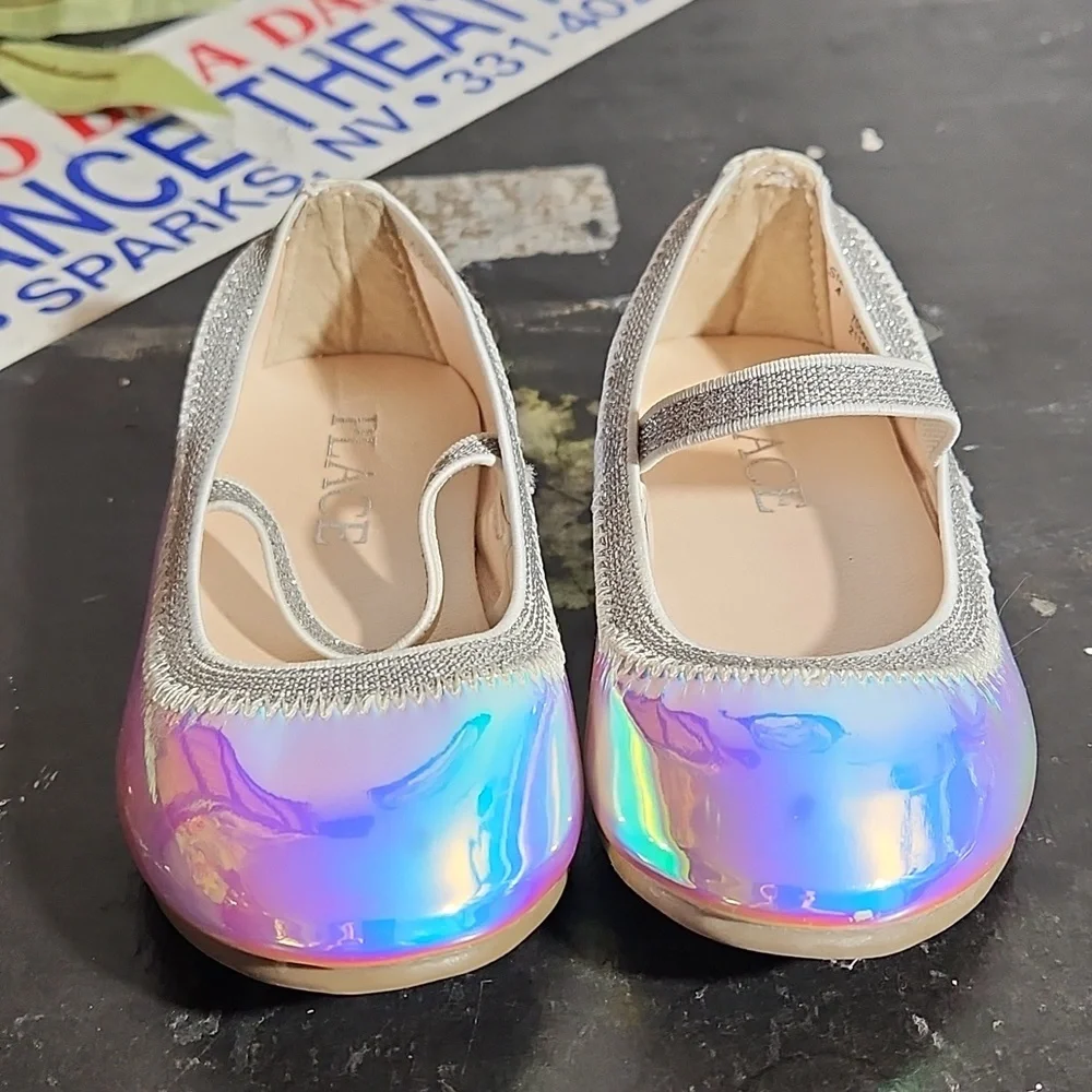PLACE Metallic Shiny Ballerina Flats Elastic Strap 4
